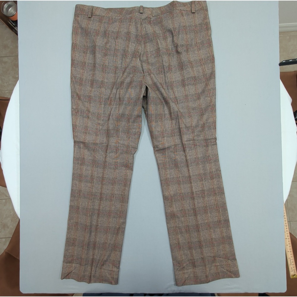 Maison Common Womens Plaid Wool Pants 46 US 10 12 Brown Trousers - Picture 12 of 12